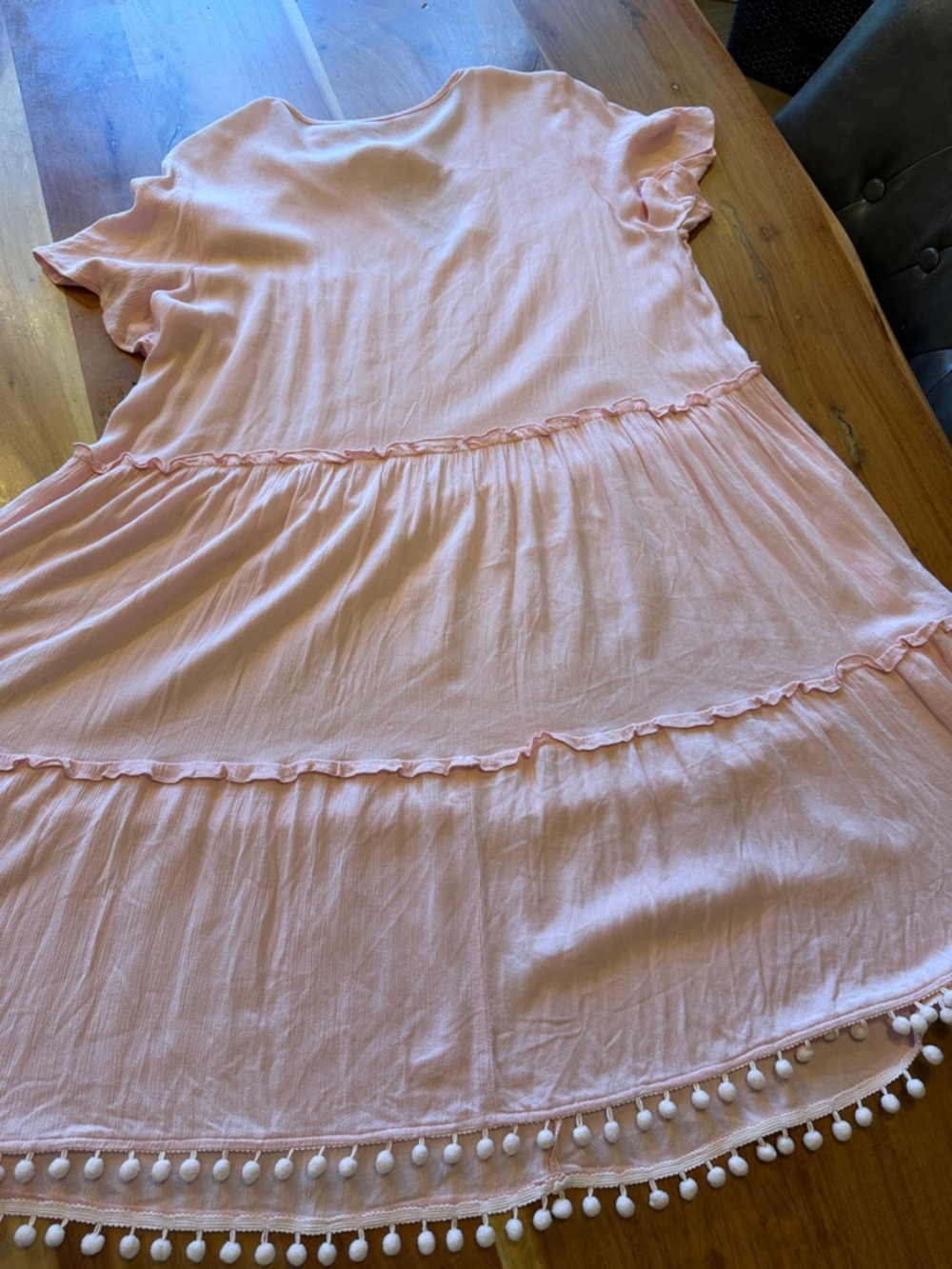 Emery Rose Boho Pink Tassel Tiered Dress Pom Pom Hem Medium (VGUC) - Picture 12 of 16